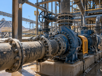Heavy-duty slurry transport pipeline and pump system in a mineral processing plant